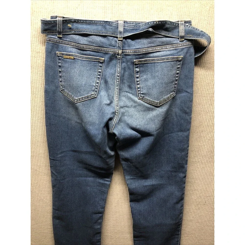 Michael Kors Selma Straight Jeans Size 8 Denim Belt Tie